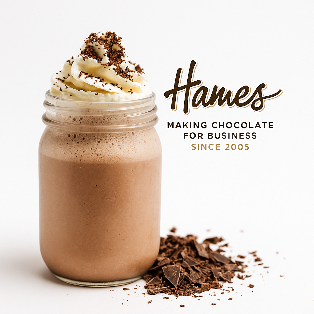 Image of an iced hot chocolate, a refreshingly chocolate drink for the summer months