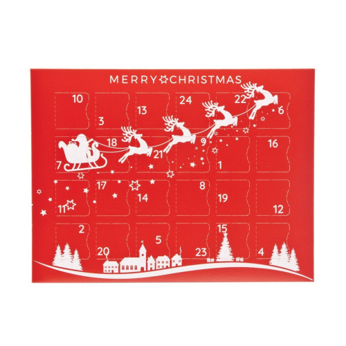 Classic Santa & Reindeer 24 Door Deluxe Red Advent Countdown Calendar