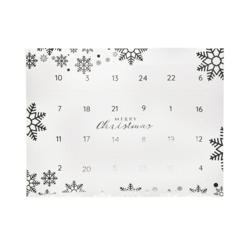 Classic Snowflake Finished with Metallic Silver Detailing 24 Door Deluxe Advent Countdown Calendar