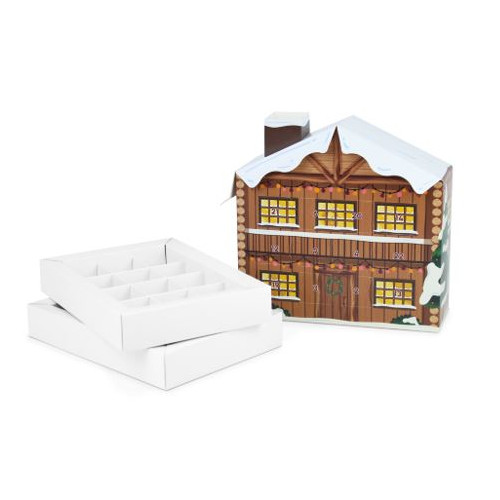 Colourful Biodegradable 24 Cavity 3D Snowy Ski Lodge Advent Calendar