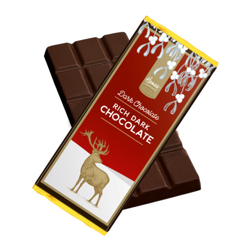 Festive Stag - Rich Dark Chocolate 50g Bar Wrapped in Gold Foil and Finished with a Festive Wrapper
