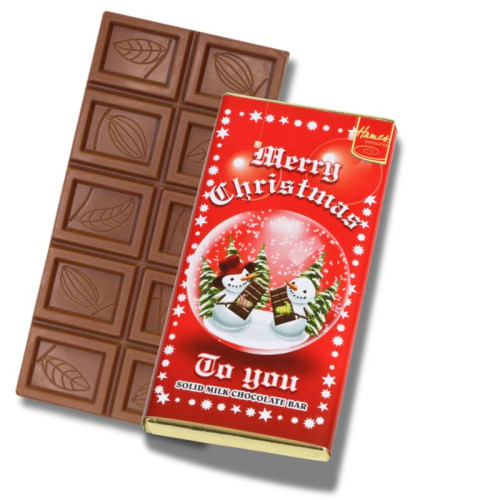 Christmas Snow Globe - Milk Chocolate Bar 60g Wrapped in Gold Foil Finished in a Festive Wrapper