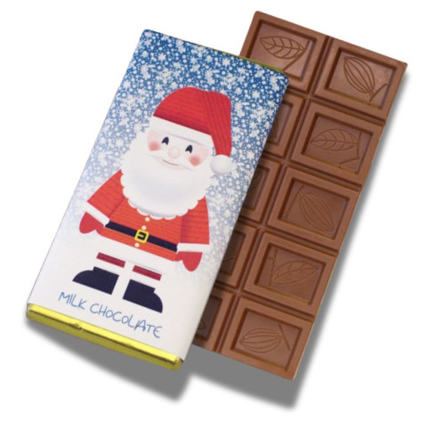 A Very Woolly Christmas - Santa Themed Knitted Milk Chocolate Bars 60g Wrapped in Gold Foil