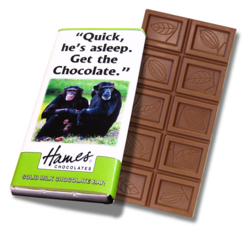 Animals with Attitude - 60g Milk Chocolate Bar Wrapped in Silver Foil Finished with a Themed Chuckle Chimp Wrapper