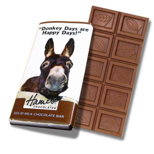 Animals with Attitude - 60g Milk Chocolate Bar Wrapped in Silver Foil Finished with a Themed Chuckle Donkey Wrapper