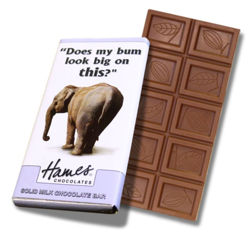 Animals with Attitude - 60g Milk Chocolate Bar Wrapped in Silver Foil Finished with a Themed Chuckle Elephant Wrapper