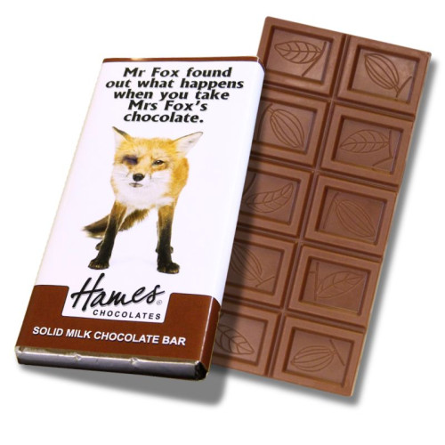 Animals with Attitude - 60g Milk Chocolate Bar Wrapped in Silver Foil Finished with a Themed Chuckle Fox Wrapper