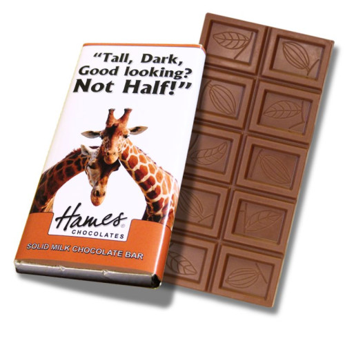 Animals with Attitude - 60g Milk Chocolate Bar Wrapped in Silver Foil Finished with a Themed Chuckle Giraffe Wrapper