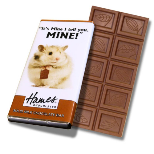 Animals with Attitude - 60g Milk Chocolate Bar Wrapped in Silver Foil Finished with a Themed Chuckle Hamster 'It's Mine' Wrapper