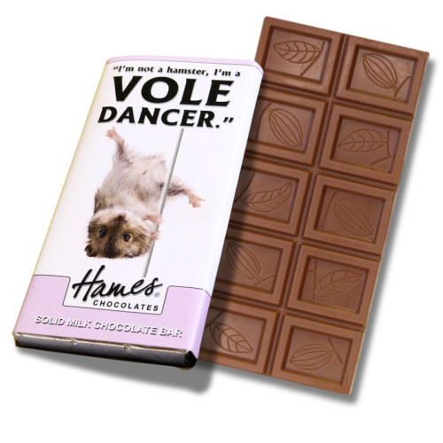 Animals with Attitude - 60g Milk Chocolate Bar Wrapped in Silver Foil Finished with a Themed Chuckle Vole Wrapper