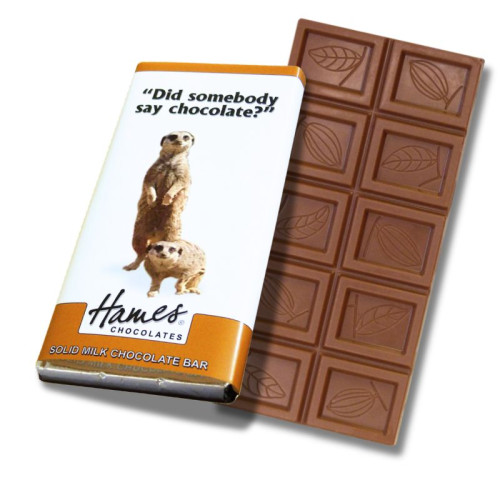 Animals with Attitude - 60g Milk Chocolate Bar Wrapped in Silver Foil Finished with a Themed Chuckle MeerKat Wrapper