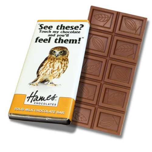 Animals with Attitude - 60g Milk Chocolate Bar Wrapped in Silver Foil Finished with a Themed Chuckle Owl Wrapper