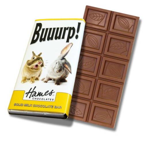 Animals with Attitude - 60g Milk Chocolate Bar Wrapped in Silver Foil Finished with a Themed Chuckle Rabbit Wrapper