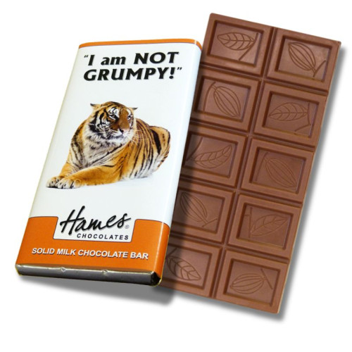 Animals with Attitude - 60g Milk Chocolate Bar Wrapped in Silver Foil Finished with a Themed Chuckle Tiger Wrapper