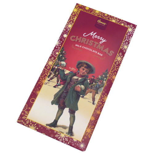 Victorian Christmas - 80g Milk Chocolate Bar Presented in a Card Sleeve with a Victorian Boys Snowball Fight Design