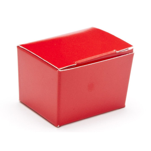 Fold-Up 1 Choc Ballotin Flat Top Box Only 37mm x 33mm x 31mm in Red