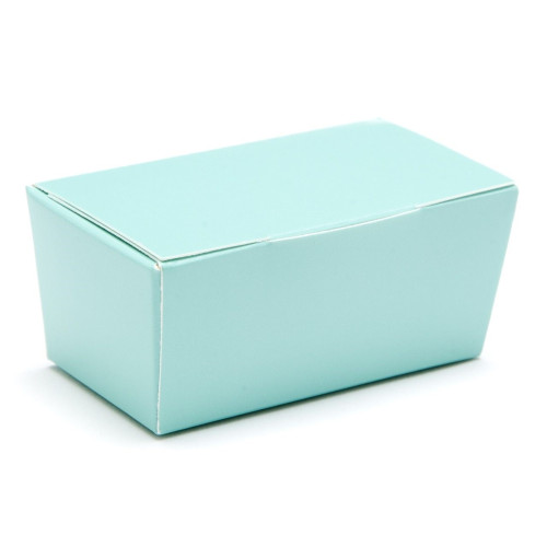 Ready-Assembled 2 Choc Ballotin Flat Top Box Only 66mm x 33mm x 31mm in Aqua