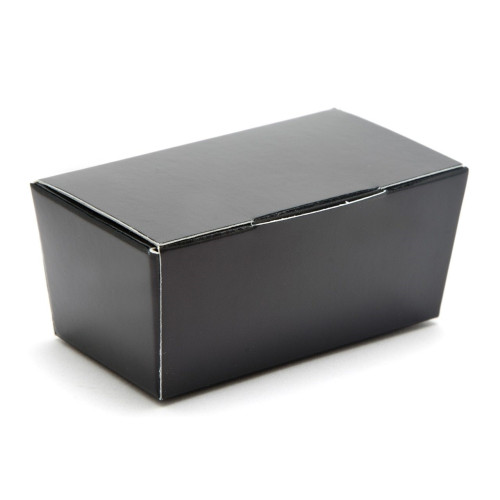 Ready-Assembled 2 Choc Ballotin Flat Top Box Only 66mm x 33mm x 31mm in Black