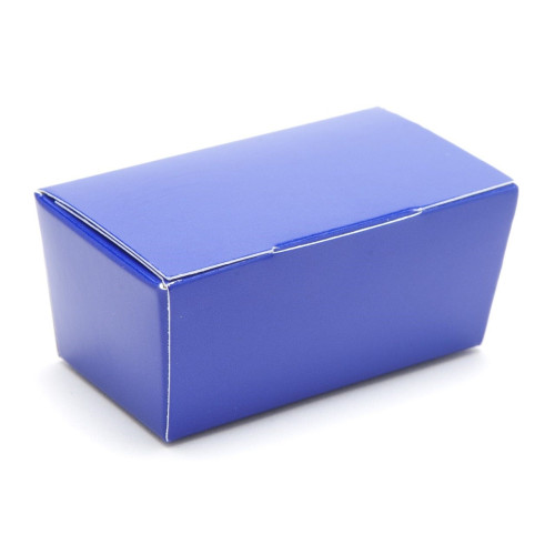 Ready-Assembled 2 Choc Ballotin Flat Top Box Only 66mm x 33mm x 31mm in Blue