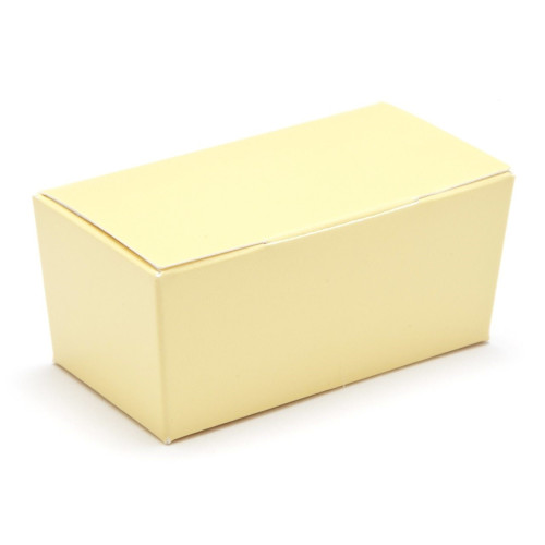 Ready-Assembled 2 Choc Ballotin Flat Top Box Only 66mm x 33mm x 31mm in Buttermilk Yellow