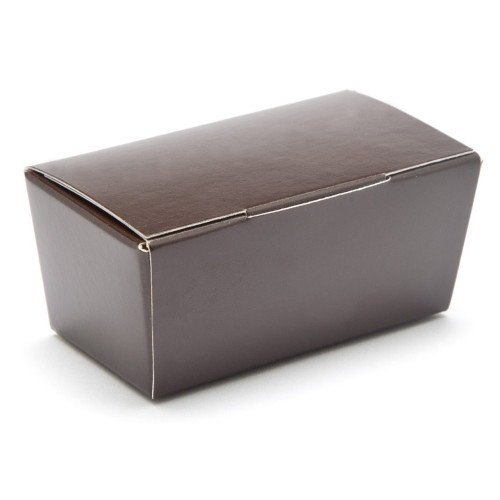 Ready-Assembled 2 Choc Ballotin Flat Top Box Only 66mm x 33mm x 31mm in Chocolate Brown