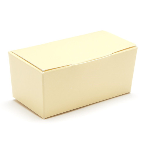 Ready-Assembled 2 Choc Ballotin Flat Top Box Only 66mm x 33mm x 31mm in Cream