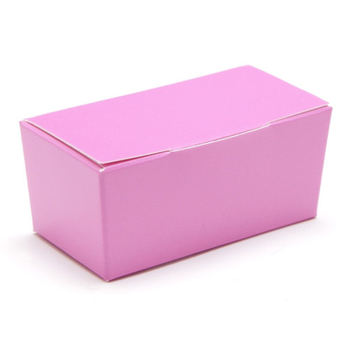 Ready-Assembled 2 Choc Ballotin Flat Top Box Only 66mm x 33mm x 31mm in Electric Pink