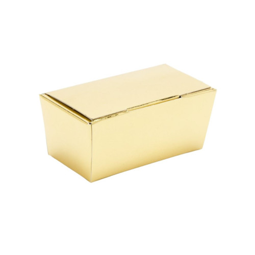 Ready-Assembled 2 Choc Ballotin Flat Top Box Only 66mm x 33mm x 31mm in Gold
