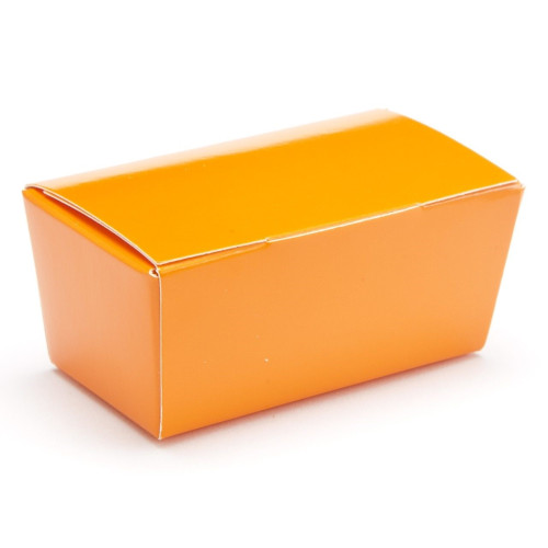 Ready-Assembled 2 Choc Ballotin Flat Top Box Only 66mm x 33mm x 31mm in Orange