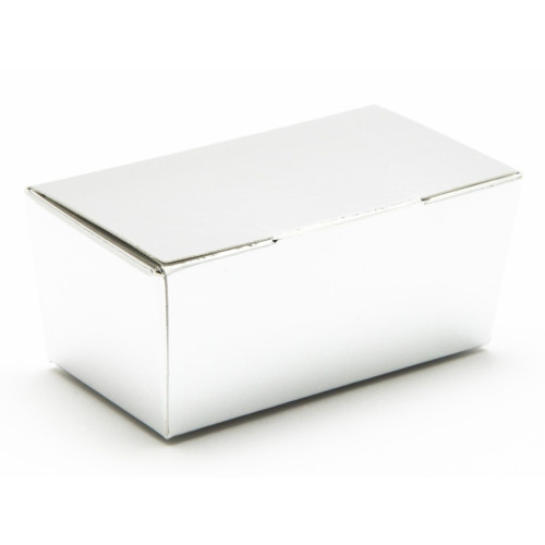 Ready-Assembled 2 Choc Ballotin Flat Top Box Only 66mm x 33mm x 31mm in Silver