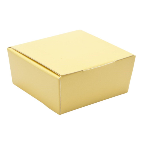 Ready-Assembled 4 Choc Ballotin Flat Top Box Only 66mm x 66mm x 31mm in Buttermilk Yellow