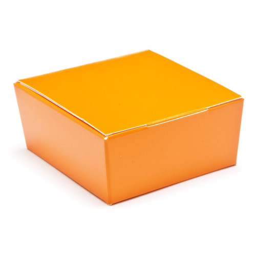 Ready-Assembled 4 Choc Ballotin Flat Top Box Only 66mm x 66mm x 31mm in Orange