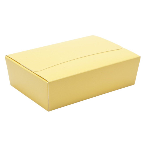 Ready-Assembled 6 Choc Ballotin Flat Top Box Only 100mm x 66mm x 31mm In Buttermilk Yellow