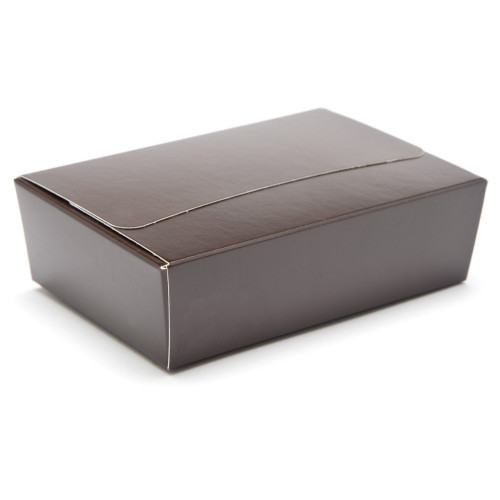 Ready-Assembled 6 Choc Ballotin Flat Top Box Only 100mm x 66mm x 31mm In Chocolate Brown