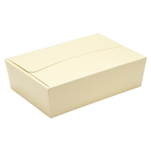 Ready-Assembled 6 Choc Ballotin Flat Top Box Only 100mm x 66mm x 31mm In Cream