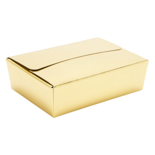 Ready-Assembled 6 Choc Ballotin Flat Top Box Only 100mm x 66mm x 31mm In Gold