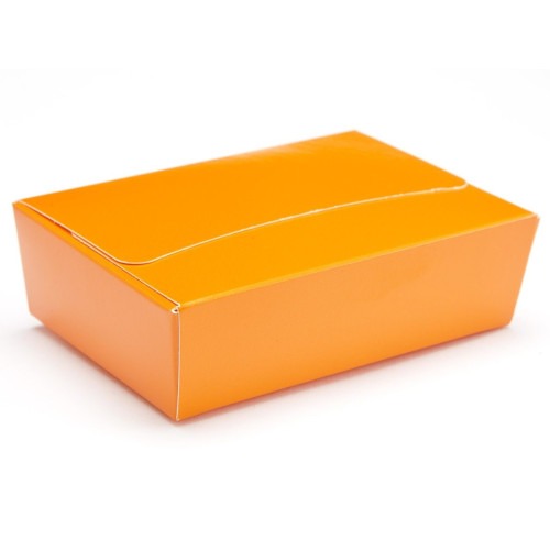 Ready-Assembled 6 Choc Ballotin Flat Top Box Only 100mm x 66mm x 31mm In Orange