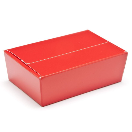 Ready-Assembled 6 Choc Ballotin Flat Top Box Only 100mm x 66mm x 31mm In Red