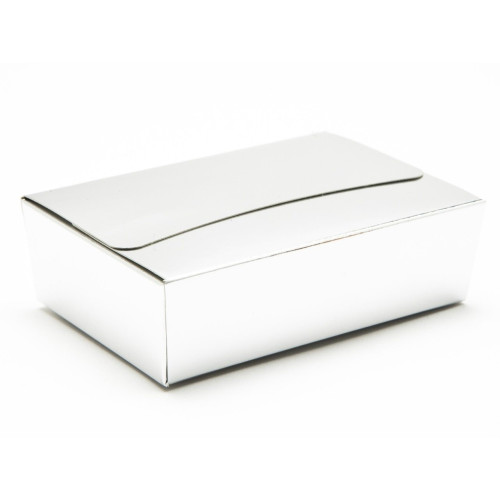 Ready-Assembled 6 Choc Ballotin Flat Top Box Only 100mm x 66mm x 31mm In Silver