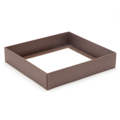 ElegantÂ Texture-Embossed Matt FinishÂ 16 Choc Square Wibalin Gift Box BaseÂ Only 159mm x 148mm x 32mm in Brown
