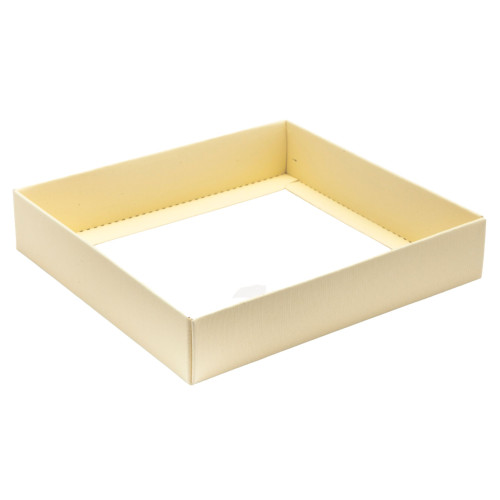 ElegantÂ Texture-Embossed Matt FinishÂ 16 Choc Square Wibalin Gift Box BaseÂ Only 159mm x 148mm x 32mm in Cream
