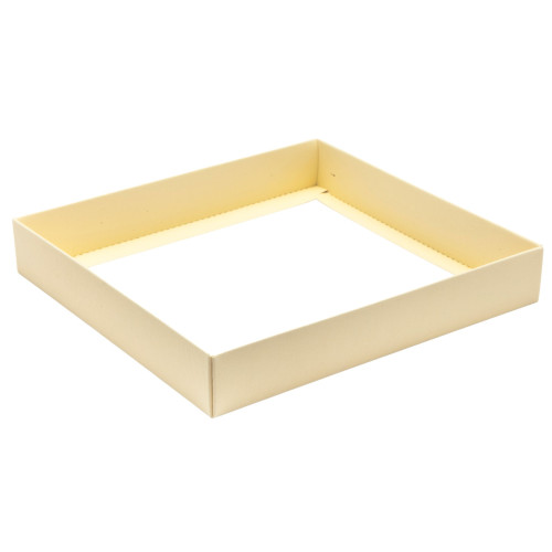 ElegantÂ Texture-Embossed Matt Finish 25 Choc Square Wibalin Gift Box BaseÂ Only 198mm x 183mm x 32mm in Cream
