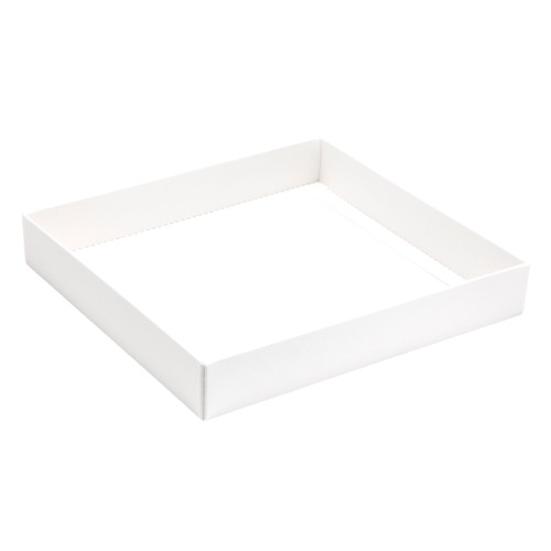 ElegantÂ Texture-Embossed Matt Finish 25 Choc Square Wibalin Gift Box BaseÂ Only 198mm x 183mm x 32mm in White