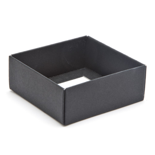 ElegantÂ Texture-Embossed Matt Finish 4 Choc Square Wibalin Gift Box BaseÂ Only 82mm x 78mm x 32mm in Black