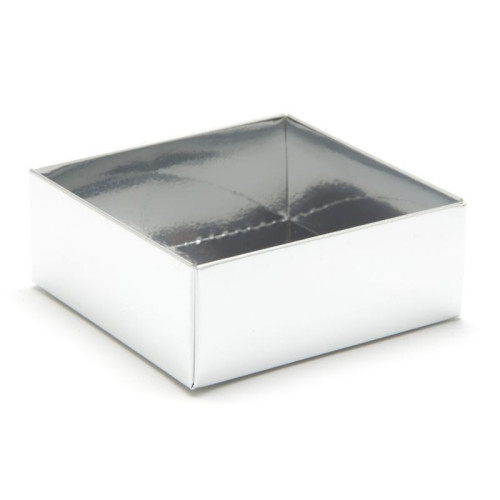Fold-Up 4 Chocolate Box Base Only 78mm x 82mm x 32mm in Bright Silver