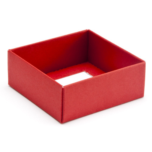 ElegantÂ Texture-Embossed Matt Finish 4 Choc Square Wibalin Gift Box BaseÂ Only 82mm x 78mm x 32mm in Red