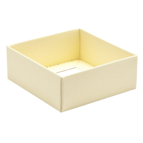 ElegantÂ Texture-Embossed Matt Finish 4 Choc Square Wibalin Gift Box BaseÂ Only 82mm x 78mm x 32mm in Cream