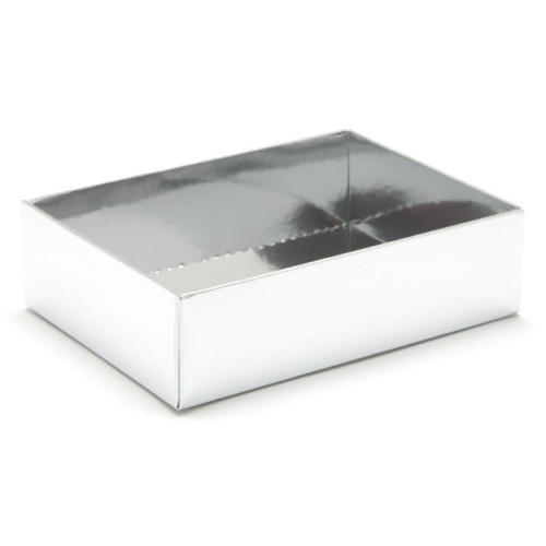 Fold-Up 6 Chocolate Box Base Only 112mm x 82mm x 32mm in Bright Silver