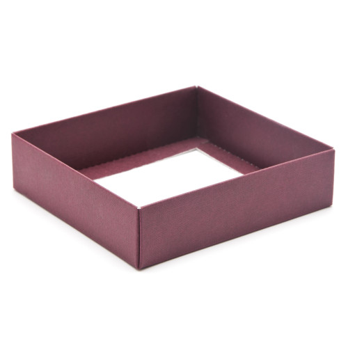 ElegantÂ Texture-Embossed Matt Finish 9 Choc Square Wibalin Gift Box BaseÂ Only 120mm x 112mm x 32mm in Burgundy