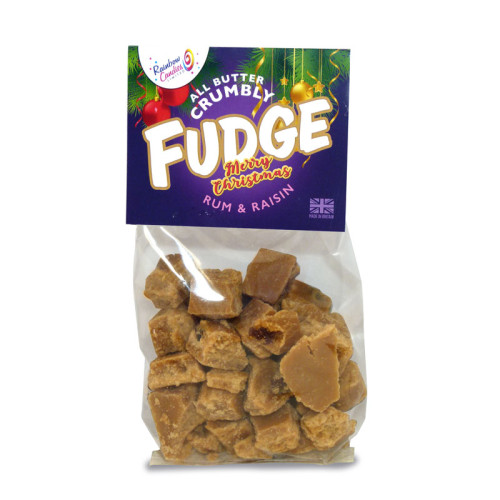 Merry Christmas Hand Broken All Butter Rum & Raisin Crumbly Fudge Grab Bags 150g